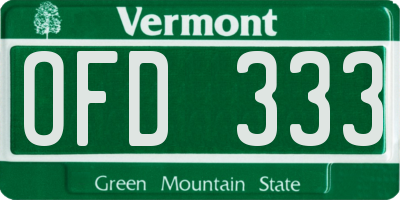 VT license plate OFD333