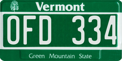 VT license plate OFD334