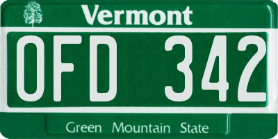 VT license plate OFD342