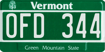 VT license plate OFD344