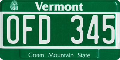 VT license plate OFD345