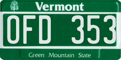 VT license plate OFD353