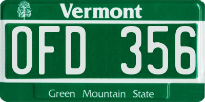 VT license plate OFD356