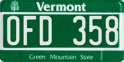VT license plate OFD358