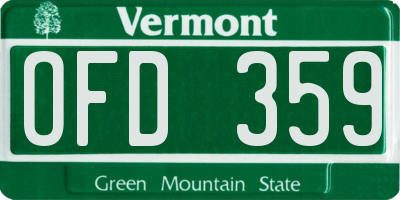 VT license plate OFD359