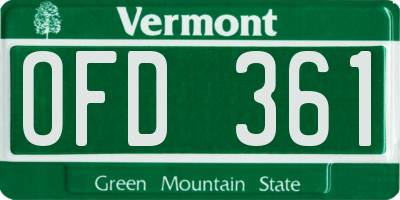 VT license plate OFD361