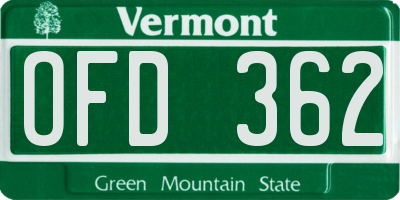 VT license plate OFD362