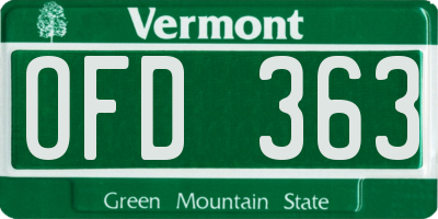 VT license plate OFD363