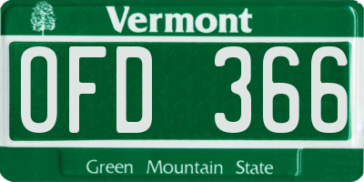 VT license plate OFD366
