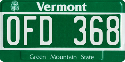 VT license plate OFD368