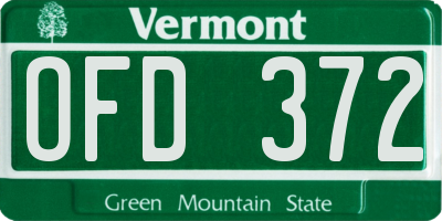 VT license plate OFD372