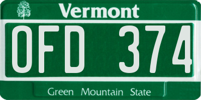 VT license plate OFD374