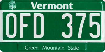 VT license plate OFD375