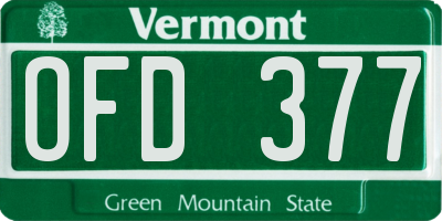 VT license plate OFD377