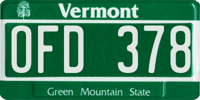 VT license plate OFD378