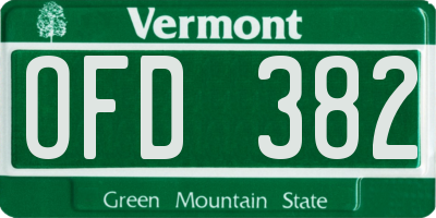 VT license plate OFD382