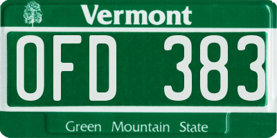 VT license plate OFD383
