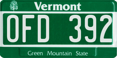 VT license plate OFD392