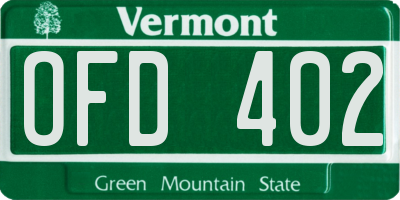 VT license plate OFD402