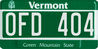 VT license plate OFD404