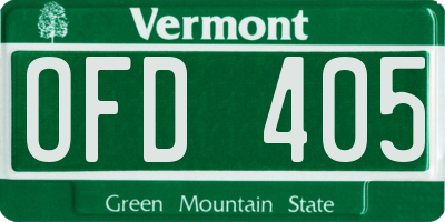 VT license plate OFD405