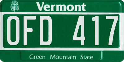 VT license plate OFD417
