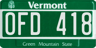 VT license plate OFD418