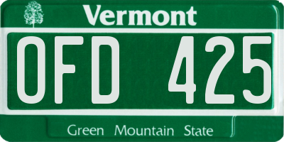 VT license plate OFD425