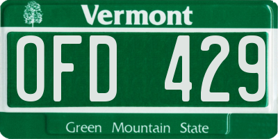 VT license plate OFD429
