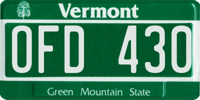VT license plate OFD430