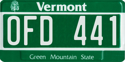 VT license plate OFD441