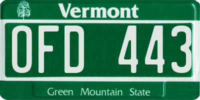 VT license plate OFD443