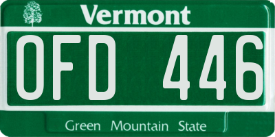 VT license plate OFD446