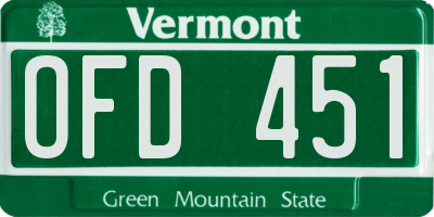 VT license plate OFD451