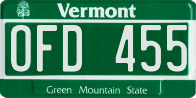 VT license plate OFD455