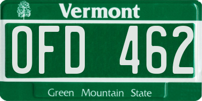 VT license plate OFD462