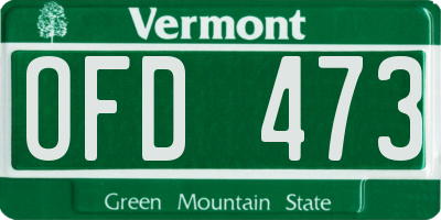 VT license plate OFD473
