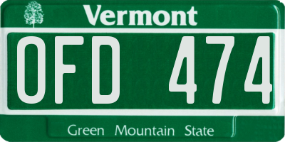 VT license plate OFD474