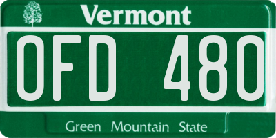 VT license plate OFD480