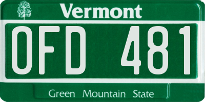 VT license plate OFD481
