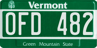 VT license plate OFD482