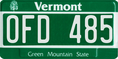VT license plate OFD485