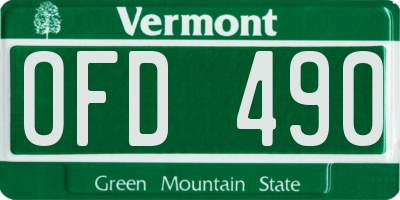 VT license plate OFD490
