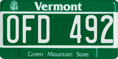 VT license plate OFD492