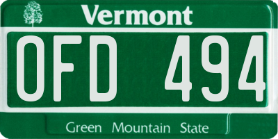 VT license plate OFD494