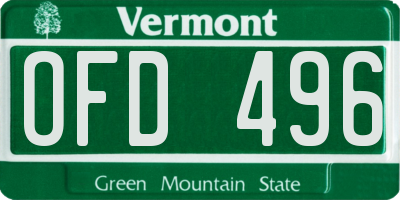 VT license plate OFD496