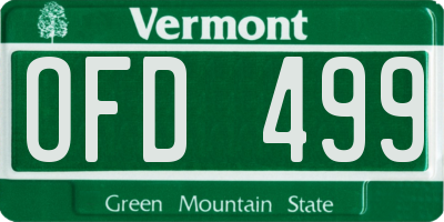 VT license plate OFD499