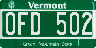 VT license plate OFD502