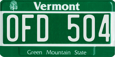 VT license plate OFD504