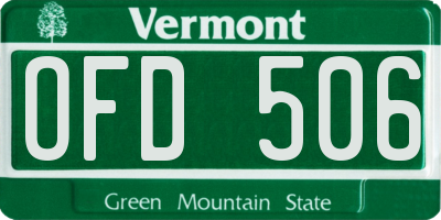 VT license plate OFD506